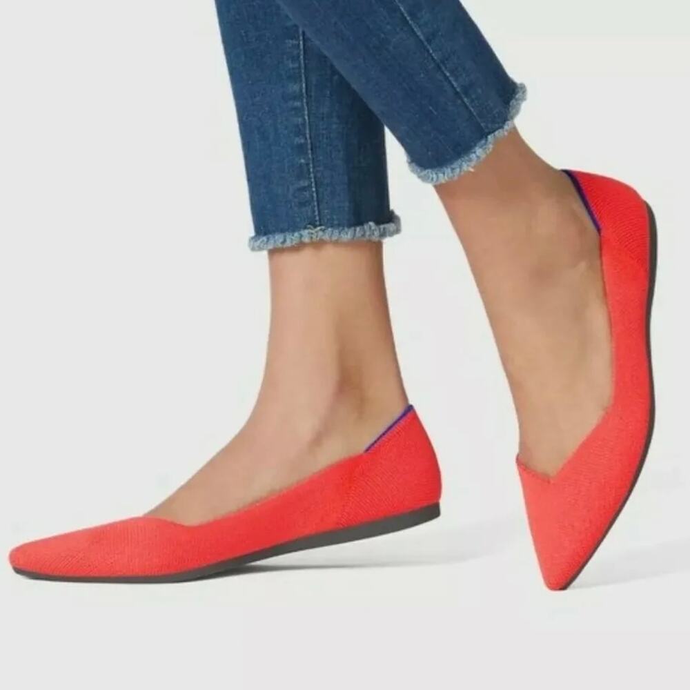 Rothy's The Point Flats Comfort Shoe Flame Knit Sz 8 NIB Limited Edition Retired